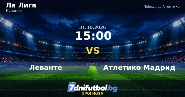 Леванте - Атлетико Мадрид прогноза: победа за Атлетико Мадрид